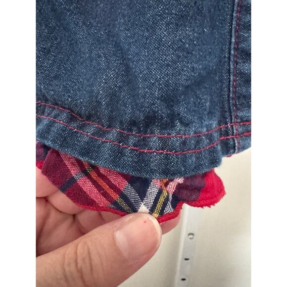 Vintage Carters Denim Dress Size 3T Ruffle Sleeve, Applique, Red Buttons Toddler - Picture 6 of 7